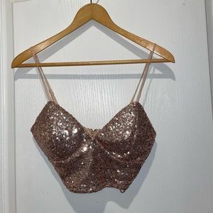 Rose gold sequin top with adjustable straps